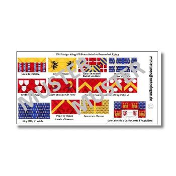 1:72 Mittelalter 100 Years War - Crecy French knights Flags / Banner # 05 TSF-120
