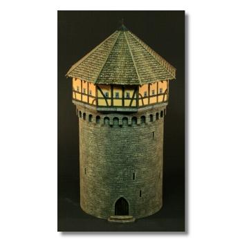 Green-Line: GL-GEB-022a + 022b Stone tower with timbered top, 1:72