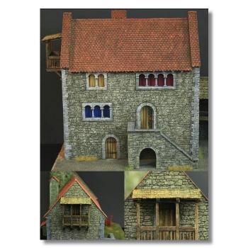 Preview: Green-Line: GL-GEB-015+016 Romanisches Haus incl. Anbau, 1:72