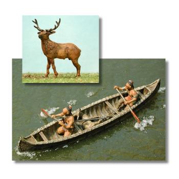 Nikolai Exclusive Modeling: NIK-IND 03 "Forest Indians - hunter with Canoe & Deer"