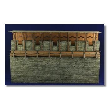 Green-Line: GL-GEB-024b Medieval Wall with wooden fortified gang 1:72