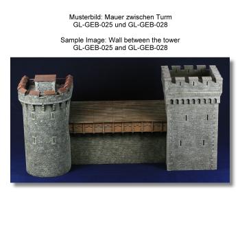 Green-Line: GL-GEB-024b Medieval Wall with wooden fortified gang 1:72