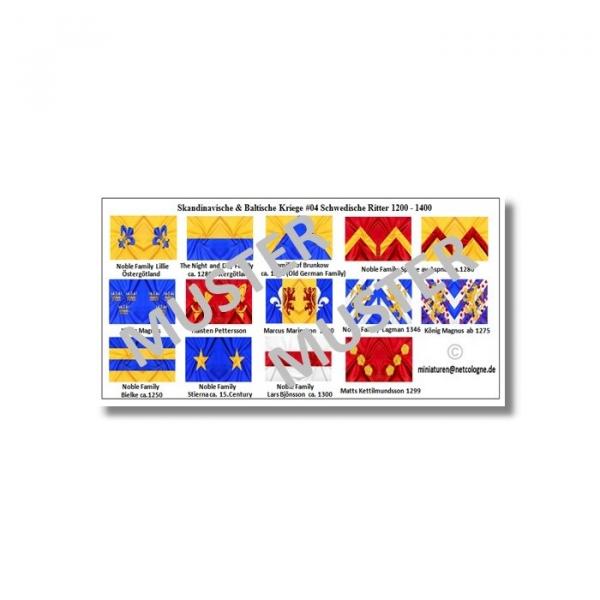 1:72 Mittelalter Swedish Knights Flags / Banner # 4 TSF-130