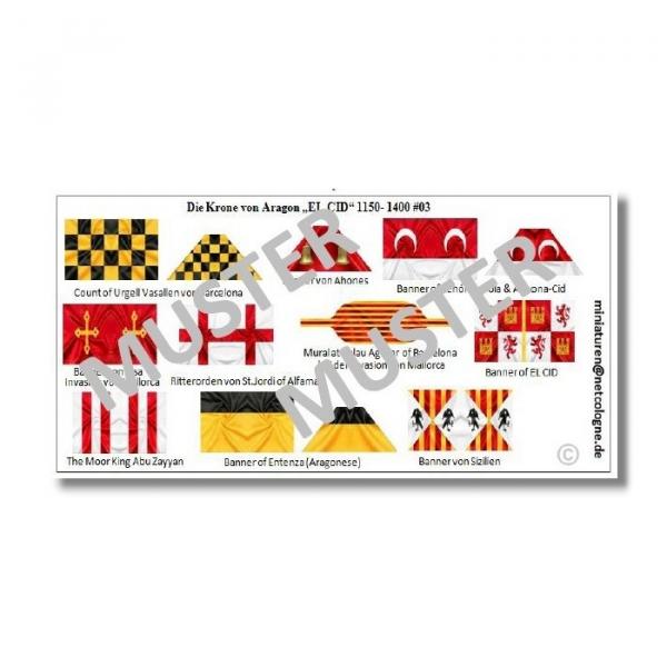 1:72 Flags / Banner Mittelalter The Crown of Aragon El Cid #03 TSF-153