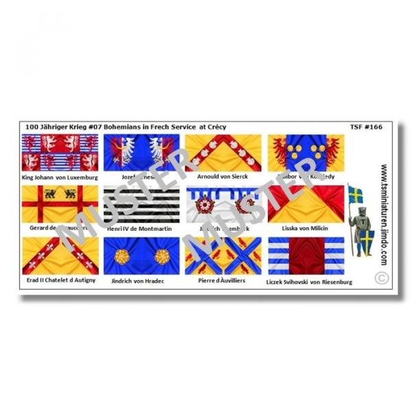 1:72 Mittelalter 100 Years War - Crecy Bohemian knights Flags / Banner # 07 TSF-166