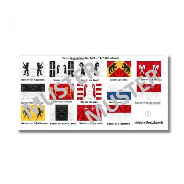 1:72 Mittelalter Swiss Knights Flags / Banner # 1 TSF-145