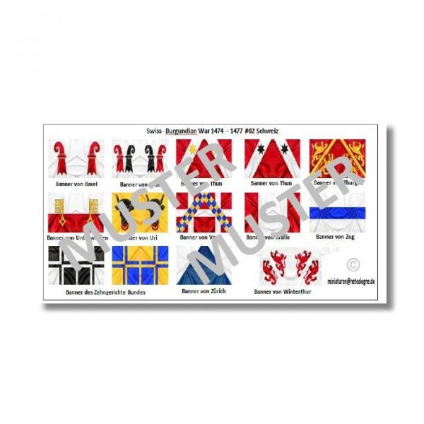 1:72 Mittelalter Swiss Knights Flags / Banner # 2 TSF-146