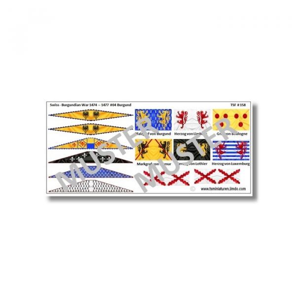 1:72 Mittelalter Burgundian Knights Flags / Banner # 4 TSF-158
