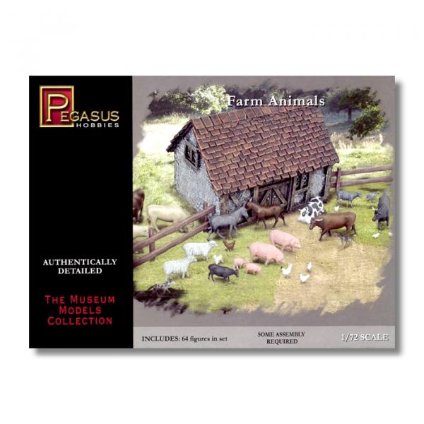 Pegasus Hobbies: 7052 "Tiersortiment bestehend aus 64 Tieren 1:72"