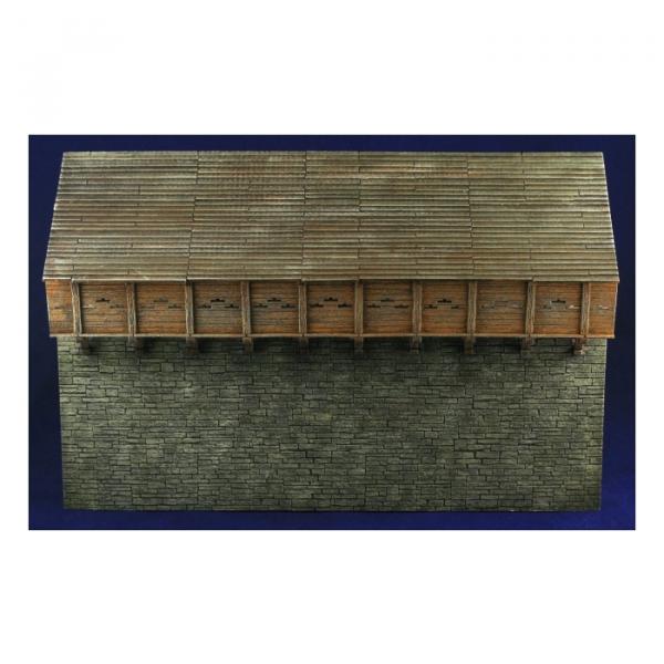 Green-Line: GL-GEB-024b Medieval Wall with wooden fortified gang 1:72