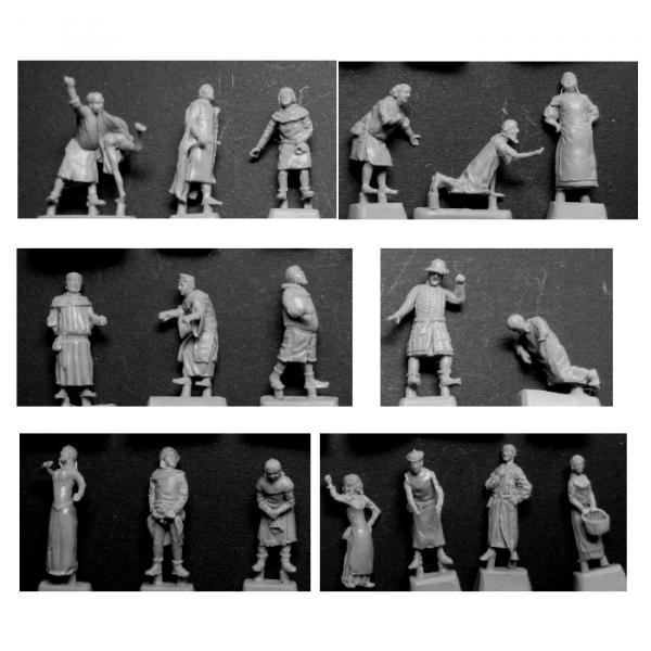 Valdemar-Miniatures: VA138 "Medieval Civilians "bad behavior" 1:72