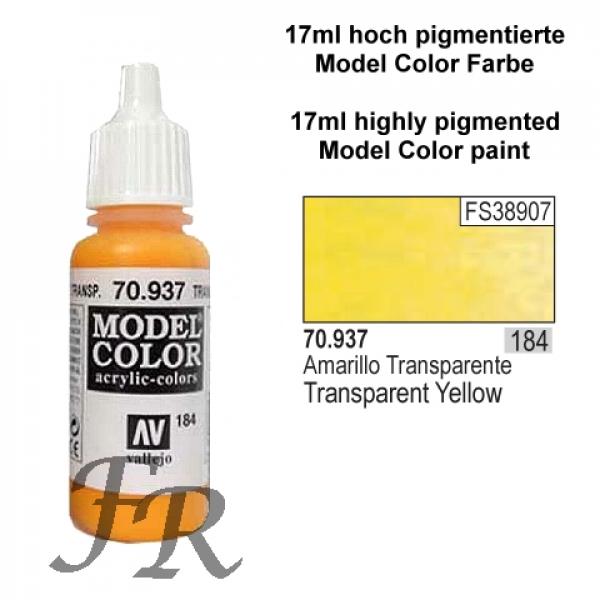 Vallejo Model Color - 184 Transparent Yellow, 17 ml (70.937)